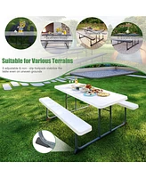 6ft Picnic Table with 2 Benches Heavy-Duty Table for 6-8 Person