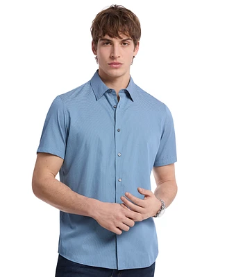 Michael Kors Men's Short Sleeve Mini Bowtie Print Button-Front Shirt