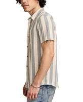 Luck Brand Men's Short Sleeve Striped Button-Front Shirt