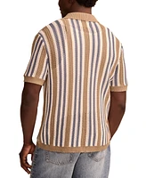 Lucky Brand Men's Short Sleeve Striped Cardigan Sweater
