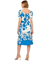 Adrianna Papell Women's Floral-Print Square-Neck A-Line Dress