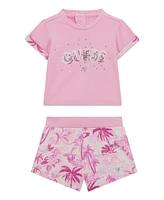 Guess Baby Girls 2-Piece Short Sleeve T-Shirt and Active Shorts Set