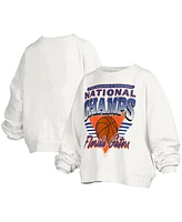 Pressbox Women's White Florida Gators 2025 Ncaa Men's Basketball National Champions Trilogy Janice Oversized Fleece Pullover Sweatshirt