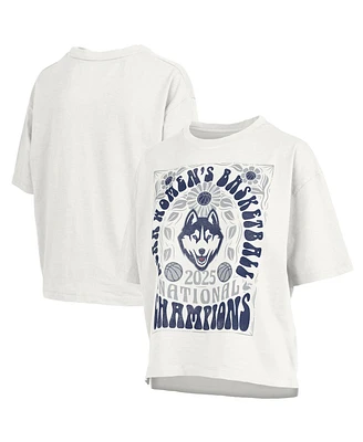 Pressbox Women's White UConn Huskies 2025 Ncaa Basketball National Champions Harmony Oversized Slub T-shirt