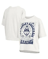 Pressbox Women's White UConn Huskies 2025 Ncaa Basketball National Champions Harmony Oversized Slub T-shirt