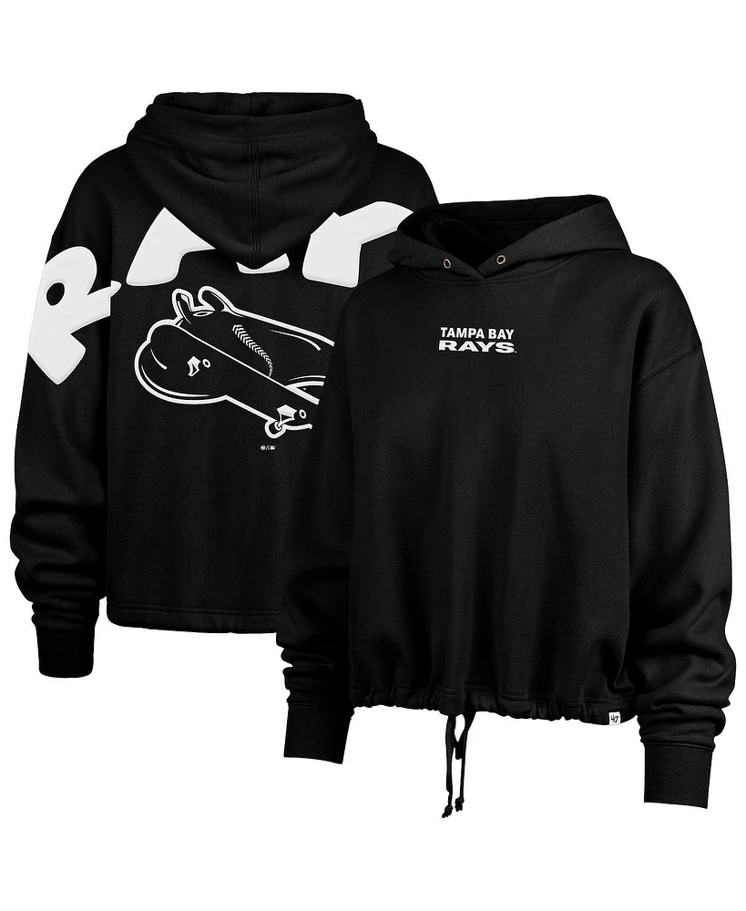 '47 Brand Women's Black Tampa Bay Rays City Connect Venice Cropped Pullover Hoodie