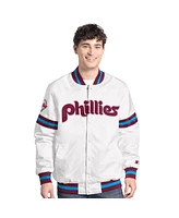 Starter Men's White Philadelphia Phillies Cooperstown Scout Full-Snap Varsity Jacket