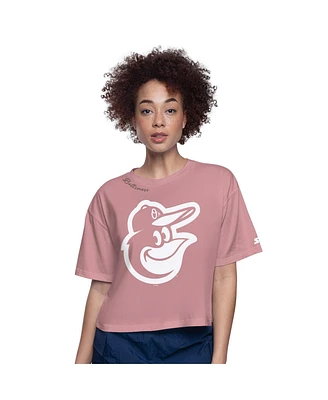 Starter Women's Pink Baltimore Orioles Play the Ball Boxy Cropped T-Shirt