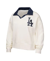Outerstuff Big Girls White Los Angeles Dodgers Ballpark Hit Collared V-Neck Pullover Sweatshirt