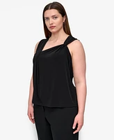 Dkny Plus Asymmetric Sleeveless Knit Top