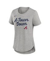 Nike Women's Heather Gray Atlanta Braves Script Tri-Blend T-Shirt