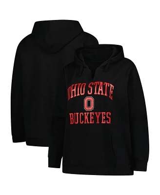 Fanatics Women's Black Ohio State Buckeyes Heart Soul Notch Neck Pullover Hoodie
