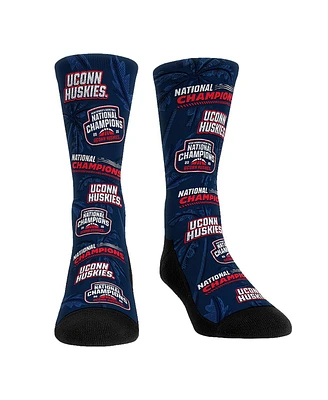 Rock 'Em Men's and Women's Navy UConn Huskies 2025 Ncaa Women's Basketball National Champions All-Over Crew Socks