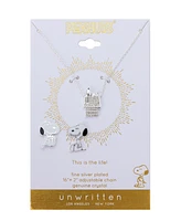 Unwritten Peanuts Crystal Snoopy Doghouse Earring and Necklace Set