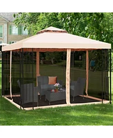 10 x 10 Feet 2-Tier Vented Metal Canopy with Mosquito Netting