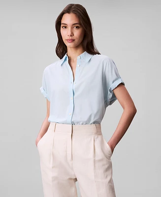 Calvin Klein Women's Short-Sleeve Button-Down Collared Shirt