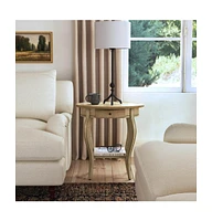 Contemporary Oval End Table with Drawer and Shelf in Manufactured Wood
