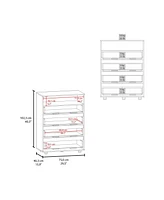 Trevose Dresser, 4 Drawers, 1 Shelf, Matt Gray / Dark Oak