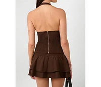 WeWoreWhat Women's Halter Neck Corset Top