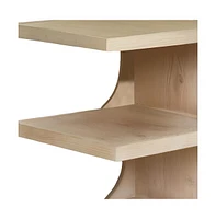24-Inch Solid Wood Accent Table – Natural Finish with Open Shelf Storage