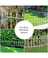 Set of 20 Roman Decorative Garden Fence Panels - Iron Garden Border Fence - 22” W x 18” H Per Panel - 36' Length - White