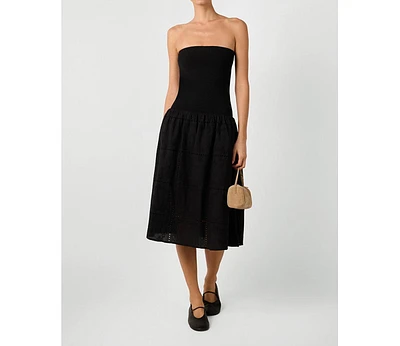 WeWoreWhat Women's Ribbed Cotton Midi Dress