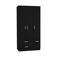 Sebree Armoire Wardrove 71", 4 Doors, Hanging Rod, 3 Cabinets, 6 Shelves, White