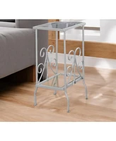 Contemporary Glass and Metal Square End Table with Lower Shelf