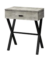 Mixed Material End Table with Drawer – Wood Top & Metal Base