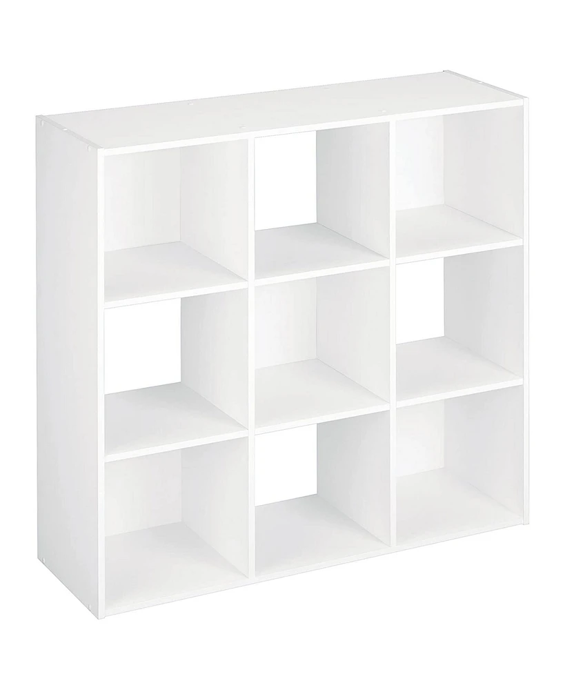 ClosetMaid 9 Cube Wood Stackable Open Bookcase Display Shelf Organizer, White