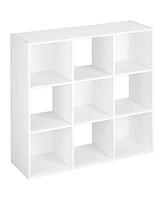 ClosetMaid 9 Cube Wood Stackable Open Bookcase Display Shelf Organizer, White