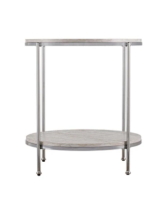 24" Chrome Manufactured Wood And Iron Rectangular End Table With Shelf