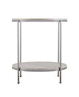 24" Chrome Manufactured Wood And Iron Rectangular End Table With Shelf