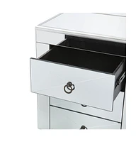 26" Silver End Table With Three Drawers