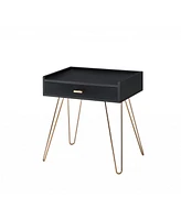 24" Gold And Black End Table With Drawer