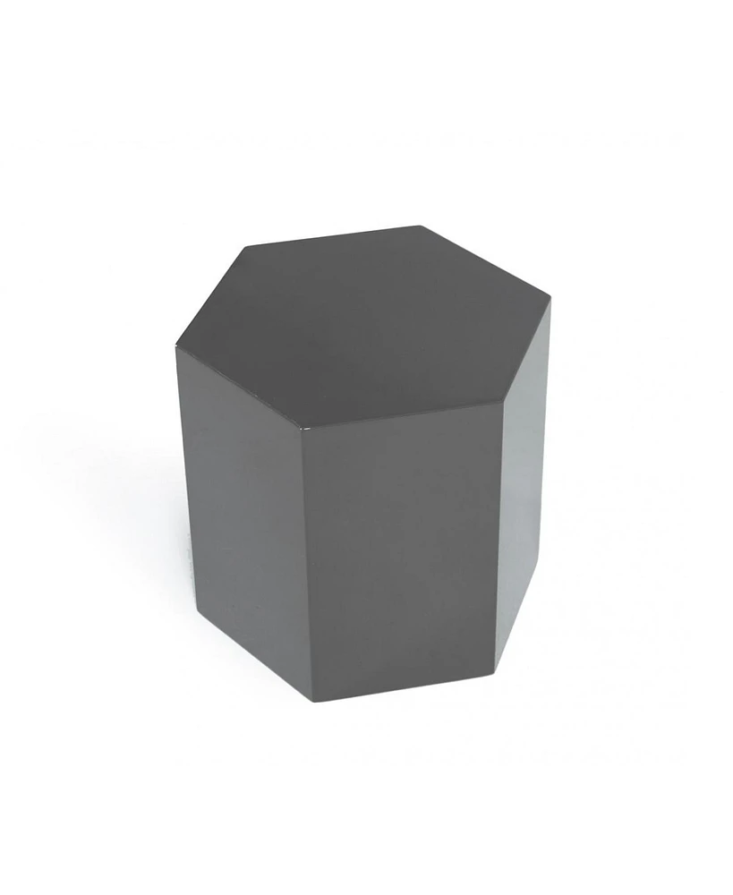 Modern Light Grey High Gloss Hexagonal End Table