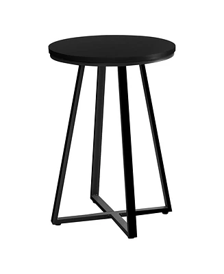 Mid-Century Round End Table with Tapered Legs