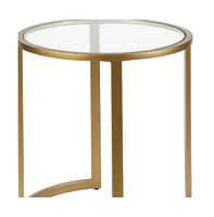 Tempered Glass Round End Table with Durable Steel Frame – Chic and Functional