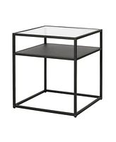 Steel Square End Table with Shelf – Minimalist Design for Modern Spaces