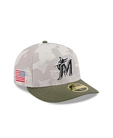 New Era Men's Light Beige/Olive Miami Marlins 2025 Armed Forces Day Low Profile 59FIFTY Fitted Hat