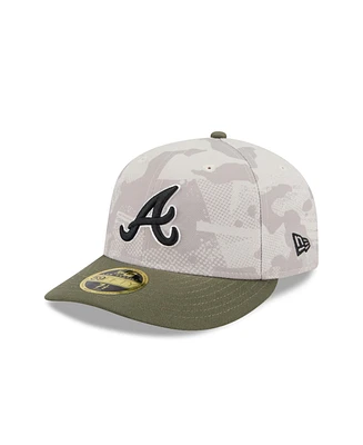 New Era Men's Light Beige/Olive Atlanta Braves 2025 Armed Forces Day Low Profile 59FIFTY Fitted Hat