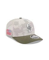 New Era Men's Light Beige/Olive Seattle Mariners 2025 Armed Forces Day 9SEVENTY Adjustable Hat