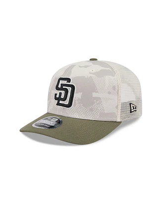 New Era Men's Light Beige/Olive San Diego Padres 2025 Armed Forces Day 9SEVENTY Adjustable Hat
