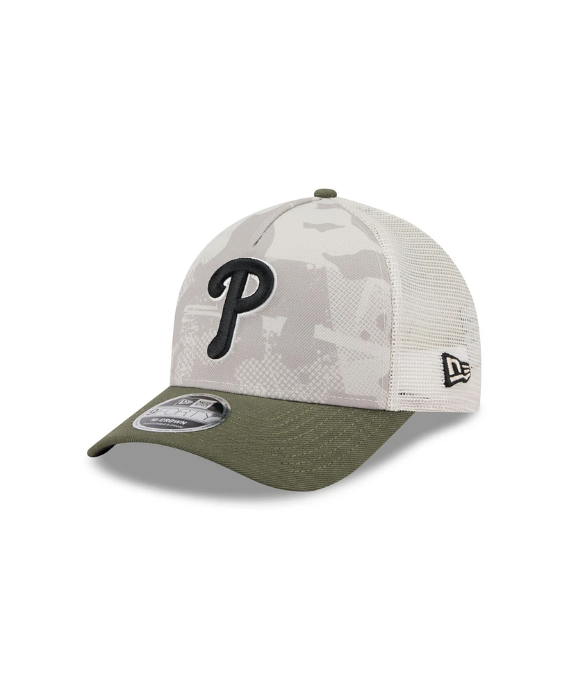 New Era Men's Light Beige/Olive Philadelphia Phillies 2025 Armed Forces Day 9FORTY M-Crown A-Frame Adjustable Hat