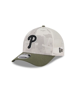 New Era Men's Light Beige/Olive Philadelphia Phillies 2025 Armed Forces Day 9FORTY M-Crown A-Frame Adjustable Hat