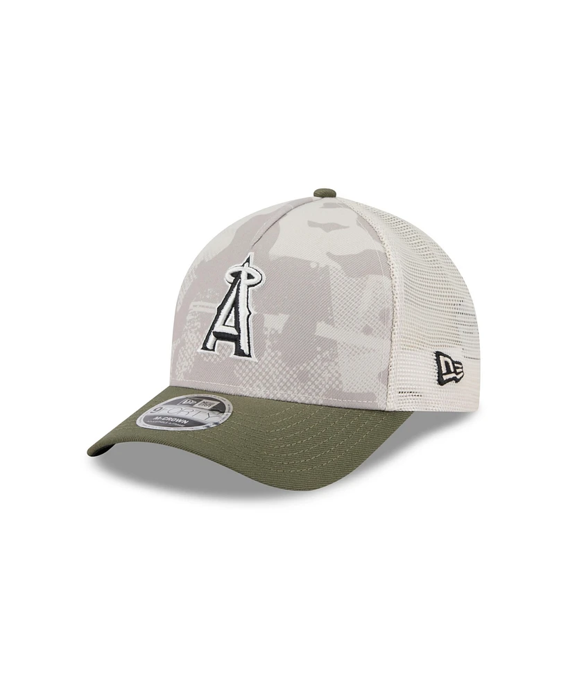 New Era Men's Light Beige/Olive Los Angeles Angels 2025 Armed Forces Day 9FORTY M-Crown A-Frame Adjustable Hat