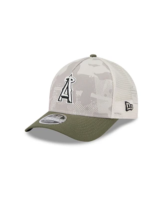New Era Men's Light Beige/Olive Los Angeles Angels 2025 Armed Forces Day 9FORTY M-Crown A-Frame Adjustable Hat