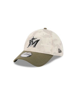 New Era Men's Light Beige/Olive Miami Marlins 2025 Armed Forces Day 39THIRTY Flex Hat