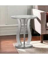 Modern Farmhouse End Table with Glass Top and Glass Frame