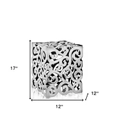 17" Silver Aluminum Square End Table